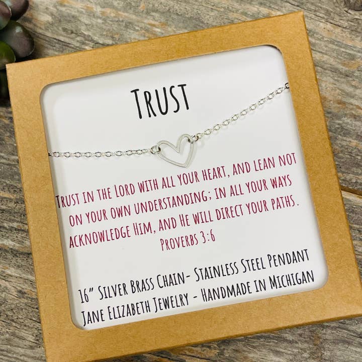 Jane Elizabeth Jewelry - Wholesale Pendant/Charm Necklace - Gold Heart Necklace, Christain Bible Verse Jewelry Gift6