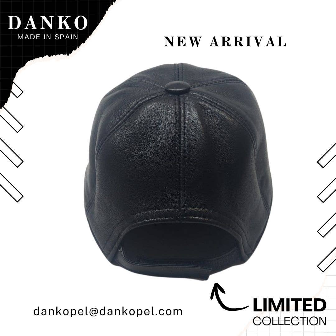 DANKOPEL,S.L. - Wholesale Baseball Cap - Unisex - Black genuine leather baseball cap2