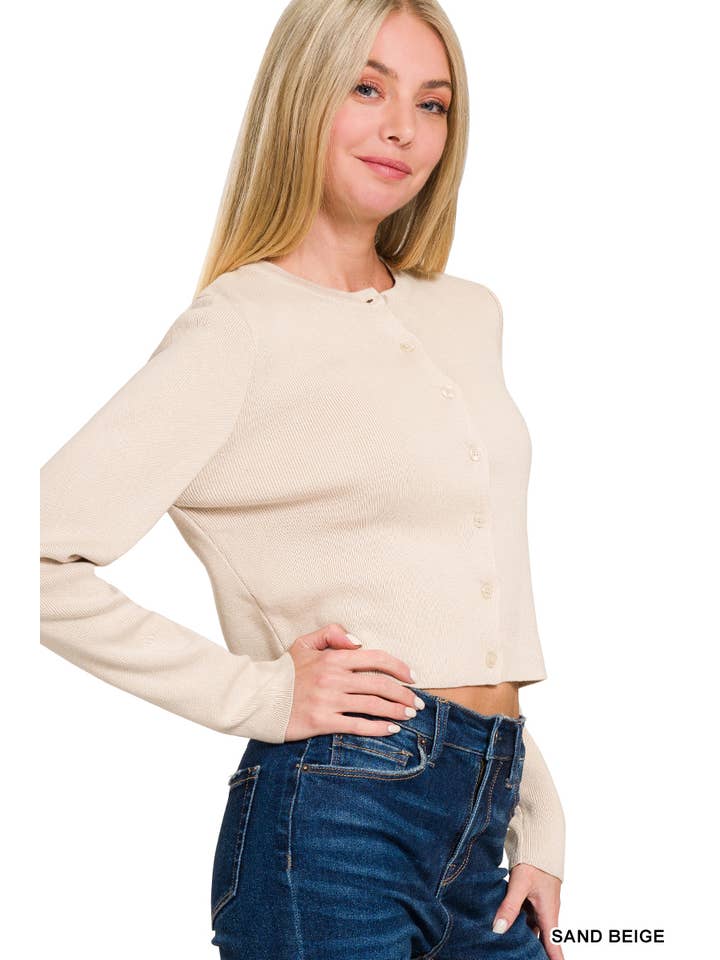 Vanilla Monkey - Wholesale Cardigan - Women's - 7 Button Crewneck Long Sleeve Cardigan
