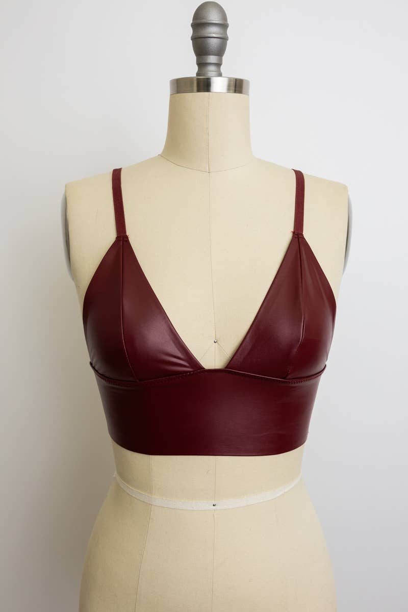 Leto Accessories - Wholesale Bralette - Women's - Faux Leather Longline Bralette - Edgy Shine5