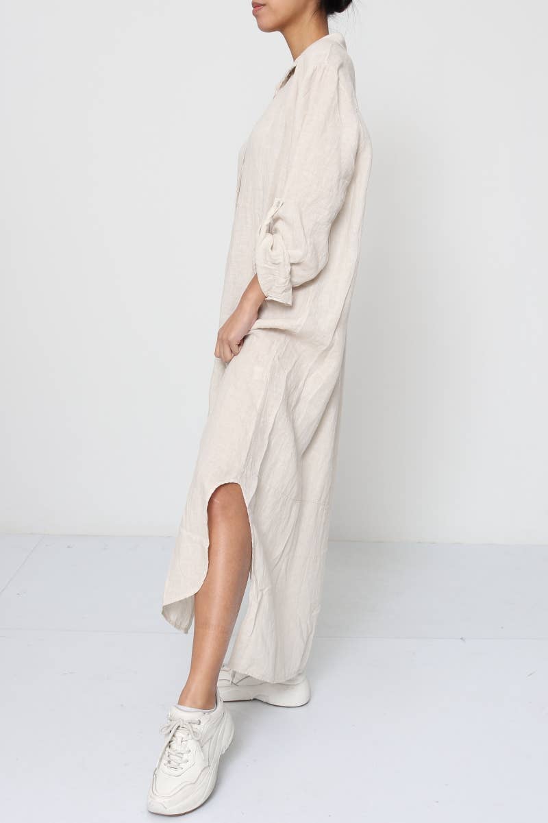 LÉA & LUC - Wholesale Dress - Women's - Long shirt dresses in 100% Linen REF. 14841