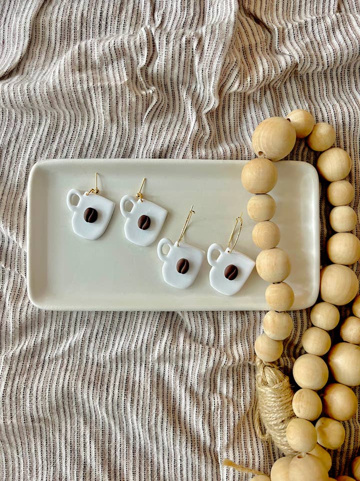 Brincos de Caneca de Café, Canecas de Grão de Café, Brincos de Argila de Café por atacado de SeizeTheClayJewelry