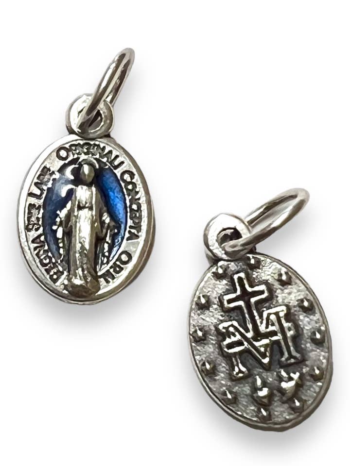 OXIDIZED ITALIAN MEDAL: MIRACULOUS MEDAL 1/2" ENAMALED for wholesale by SAN JUDITAS RELIGIOUS ARTICLES