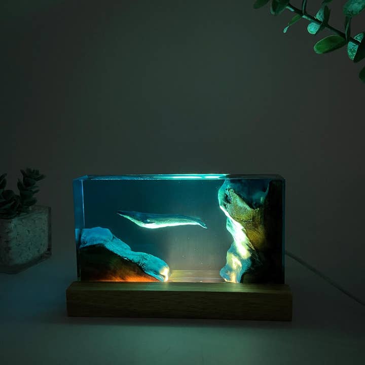 Merchemy - Wholesale Night Light - Ocean Whale Cube Resin Lamp Night Light Resin Marine1