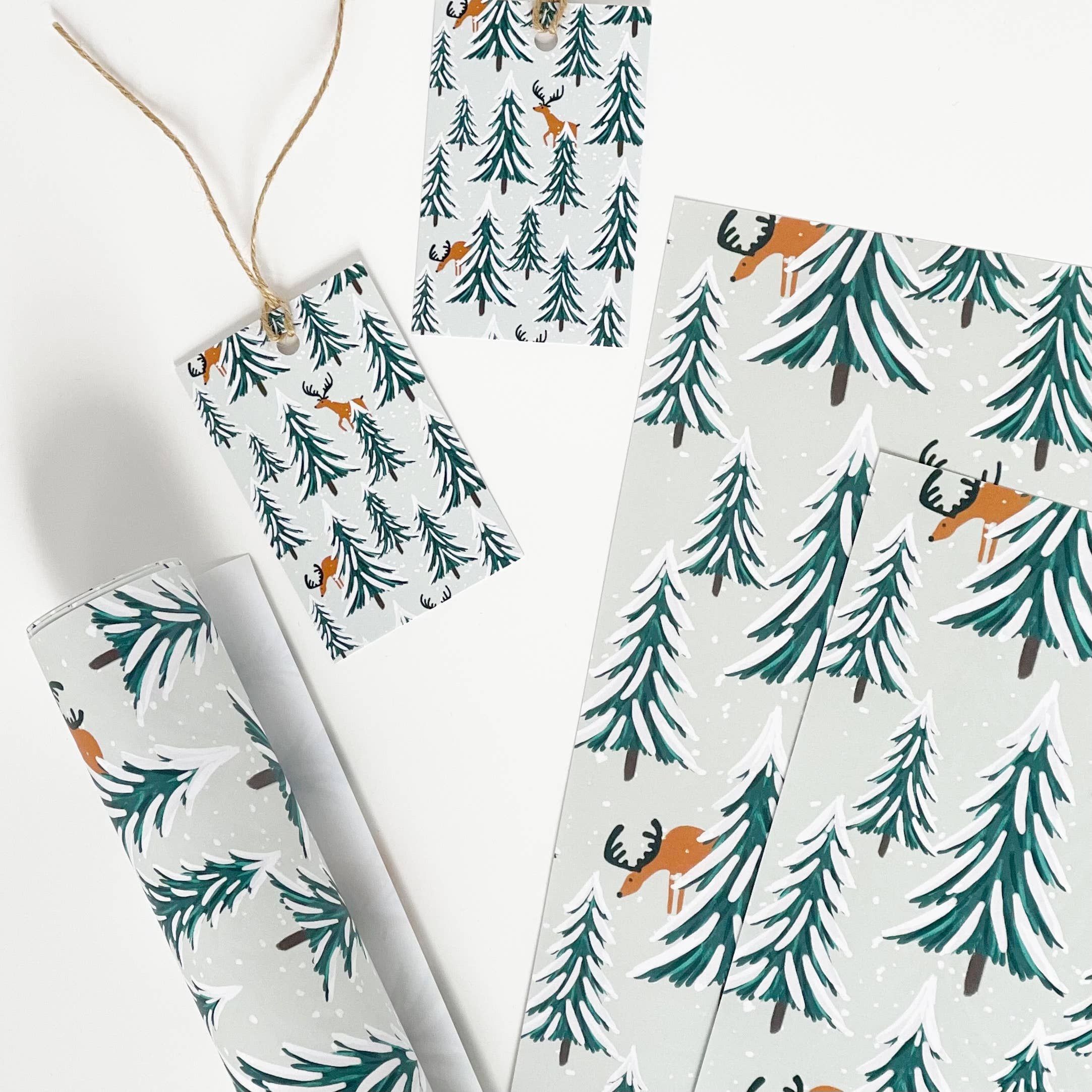 Lomond Paper Co – wholesale Flat wrap – Reindeer and Christmas Tree Recyclable Gift Wrap3