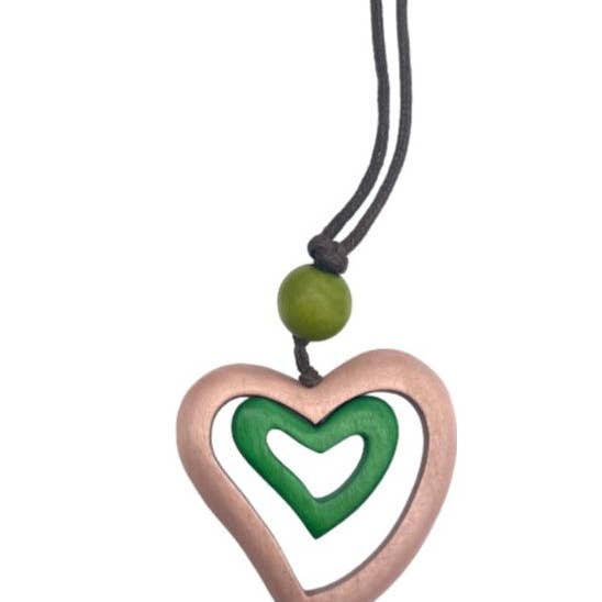 Green Wood Heart Pendant for wholesale by Status Collections