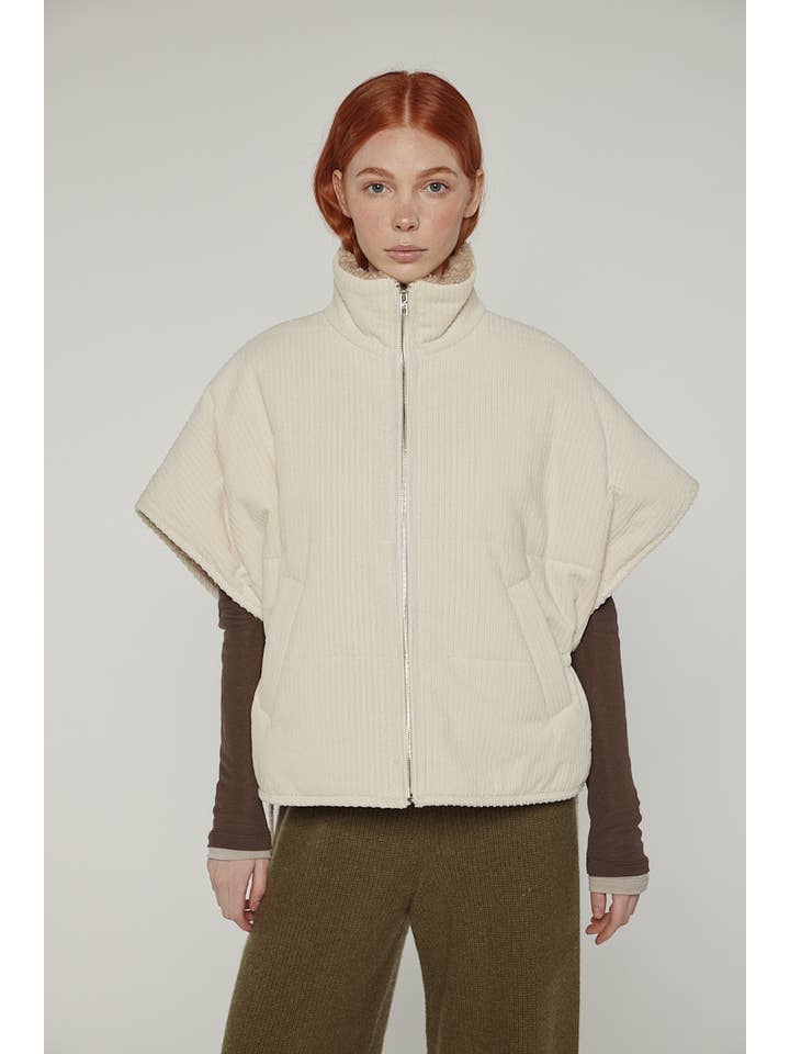 Cream Taupe Reversible high-neck vest for wholesale on Faire