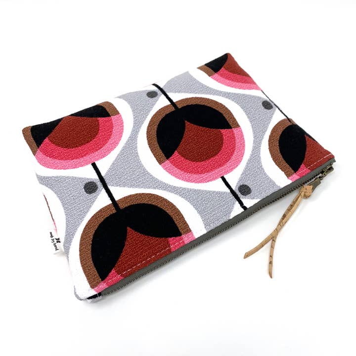 mmb by hand - Vente Pochette – femme - Pochette zippée fine bio Geo Floral Pink2