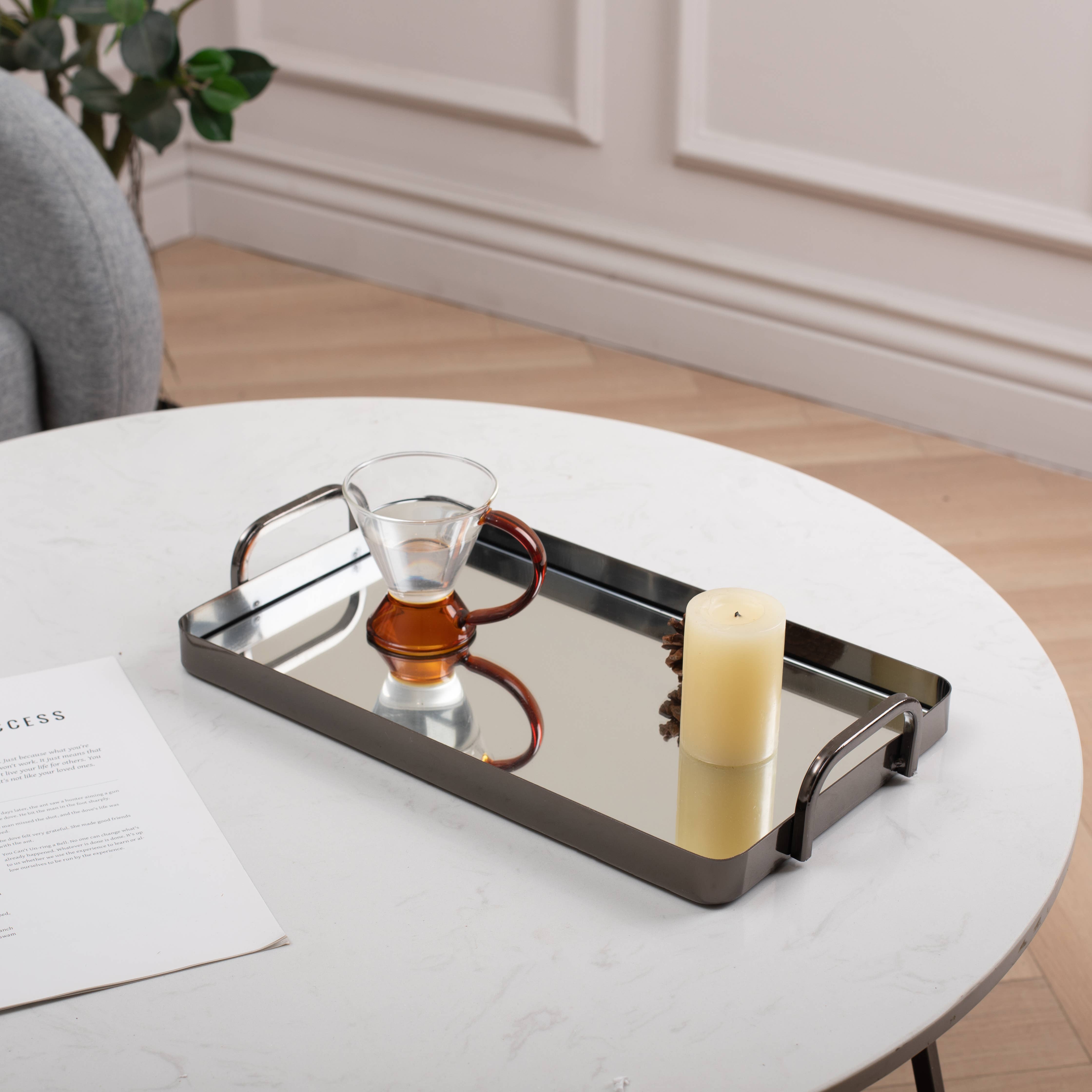 Cheungs Home Decor - Wholesale Decorative Tray - Nuvelle Set of 2 Metal Mirrored Trays24