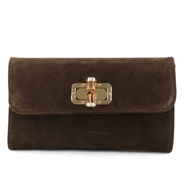 MILANO AMOUR - Wholesale Clutch Bag - Women's - ELEGANCE CLUTCH SUEDE BAMBOO EVENT IDEAL GIFT POCHETTE3