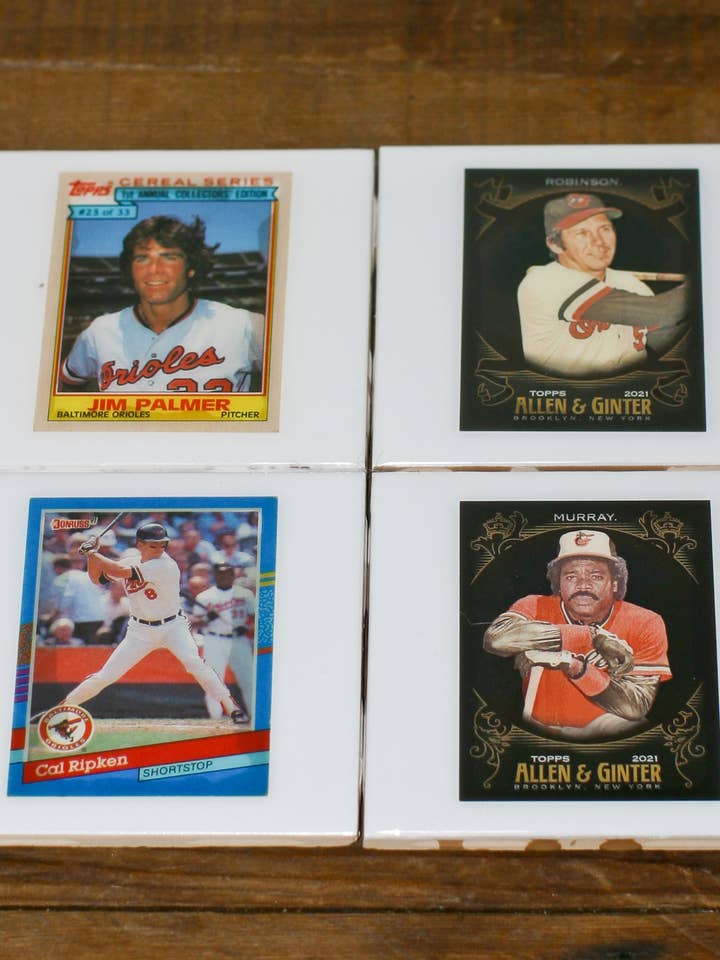 Baltimore Orioles Coasters - Ceramic Tile Made from Cards for wholesale by Jake and Dean Uncommon Coasters