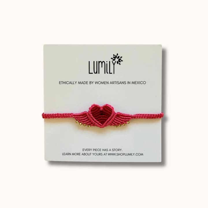 Lumily - Wholesale Woven/Braided Bracelet - Macrame Woven Heart Wings Pull String Bracelet - Mexico6