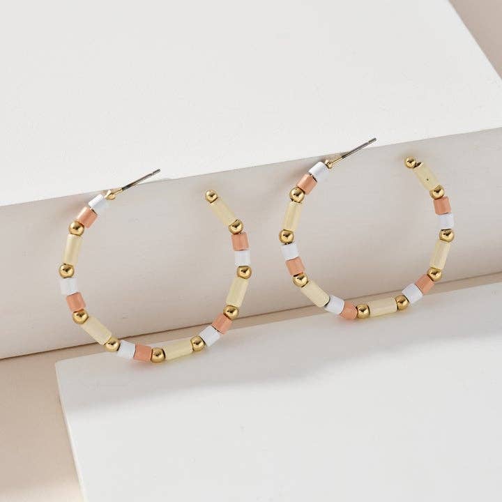 StarryNYC - Wholesale Hoop Earrings - Metal Barrel Bead Colorful Enamel Coating C Hoop Earrings3