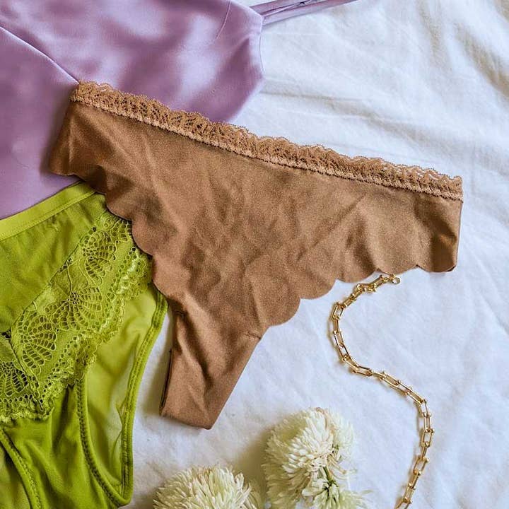 The Theresa - Metallic Seamless Thong for wholesale by Hello Peachiee