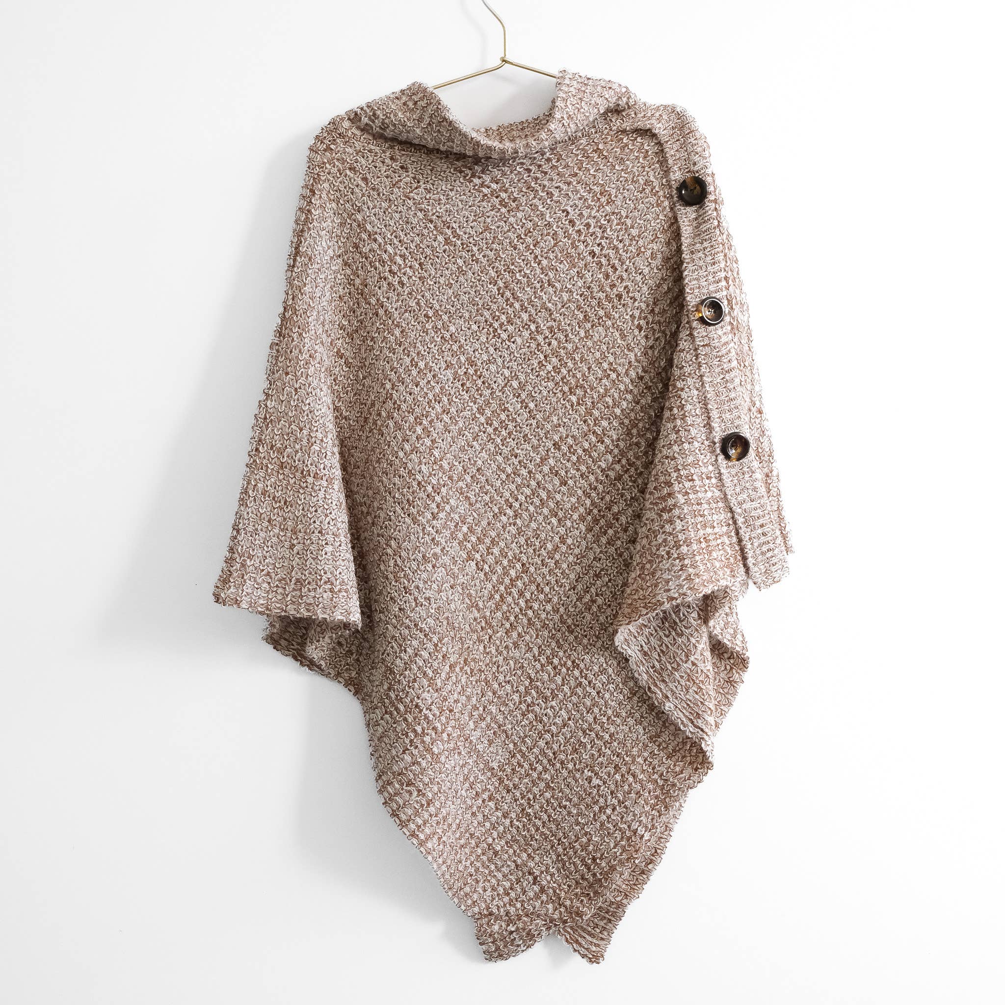 Karma Nepal Crafts - Wholesale Poncho - Women's - Hand Knit Turtle Neck Two Way Fall/Winter Poncho14