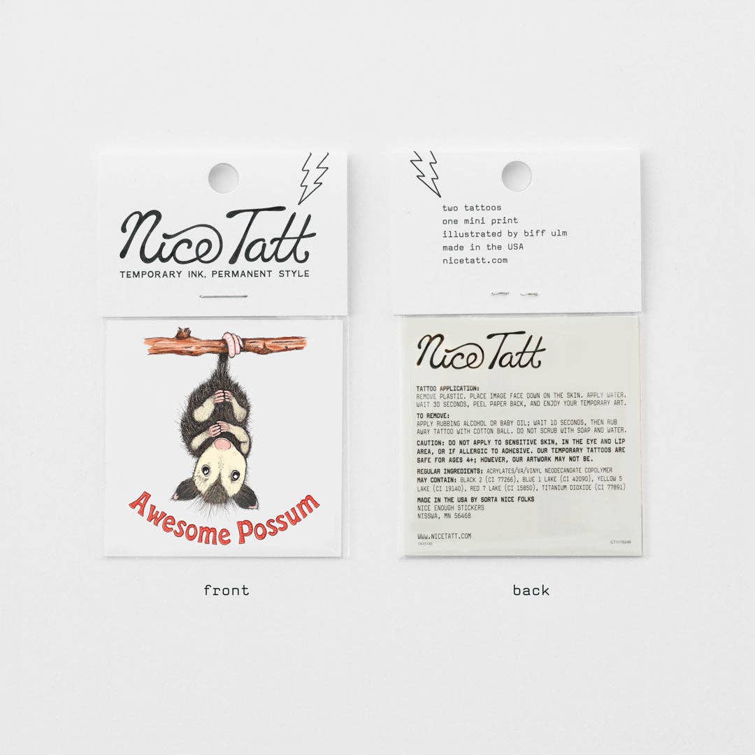 Nice Enough Stickers - Wholesale Temporary Tattoo - Awesome Possum - Temporary Tattoo1