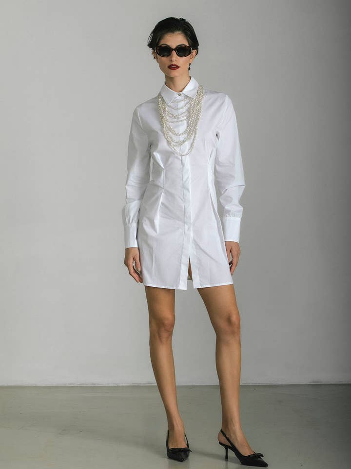 Vestido Camisa Lucrezia Blanco Hecho en Italia para venta al por mayor de Giorgia Fratta