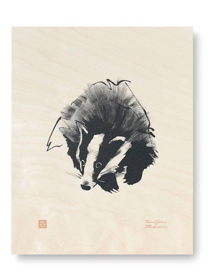 Stampa artistica in legno con tasso, 24,1 x 29,8 cm per la vendita all'ingrosso da parte di Teemu Järvi Illustrations