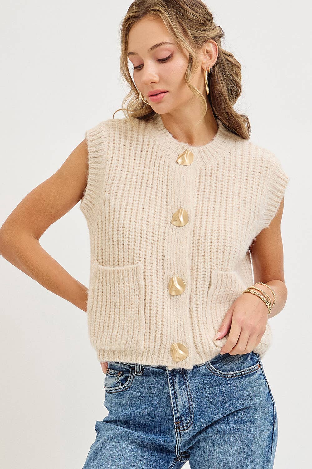 Sweet Lovely by Jen - Wholesale Knit Sweater - Women's - CHUNK SWEATER KNIT VEST 17