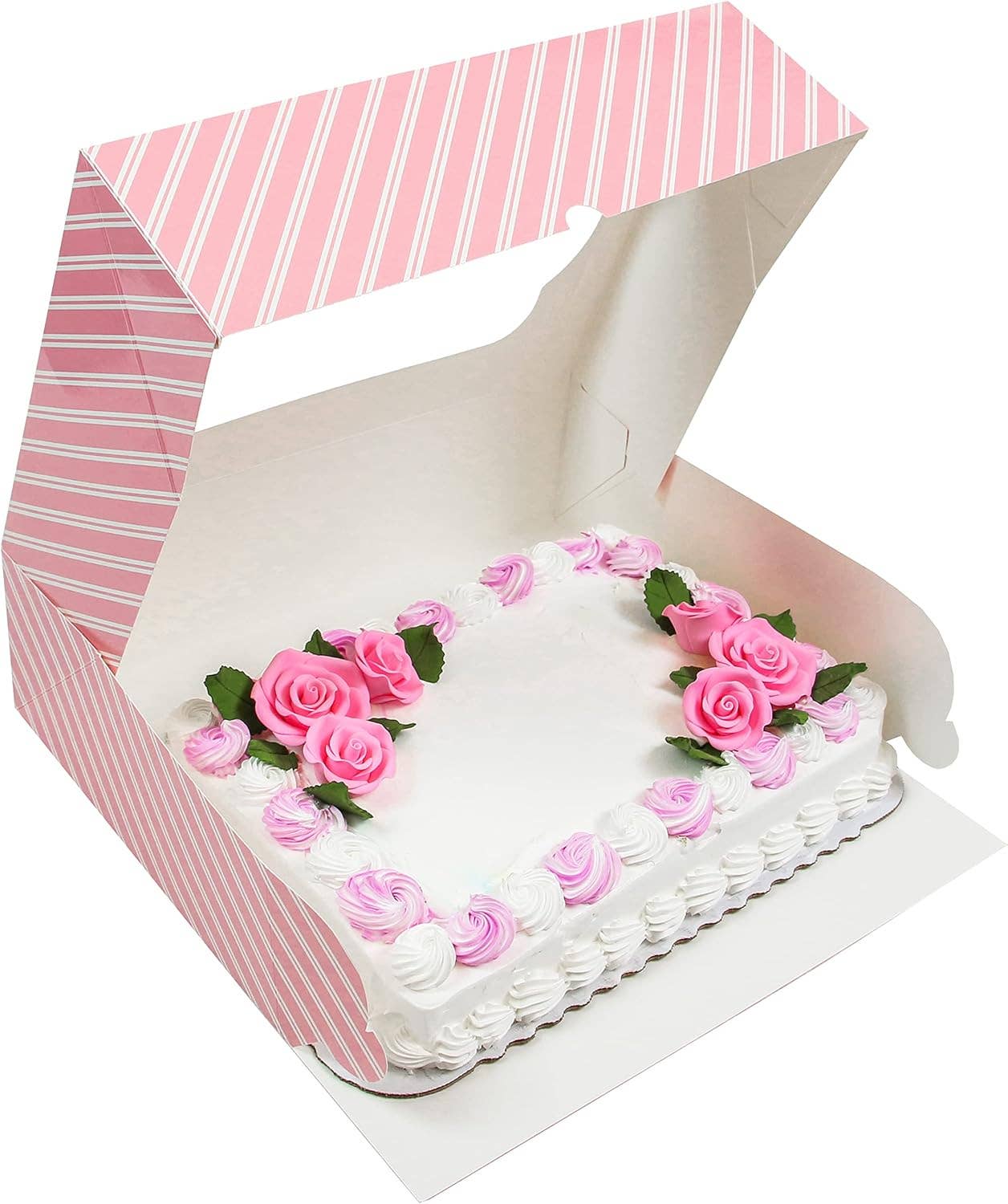 Global Sugar Art - Wholesale Cake Stand - Extra Deep Quarter Sheet Cake Box with Window, Auto-Popup, 14 x 10 x 5 Inches2