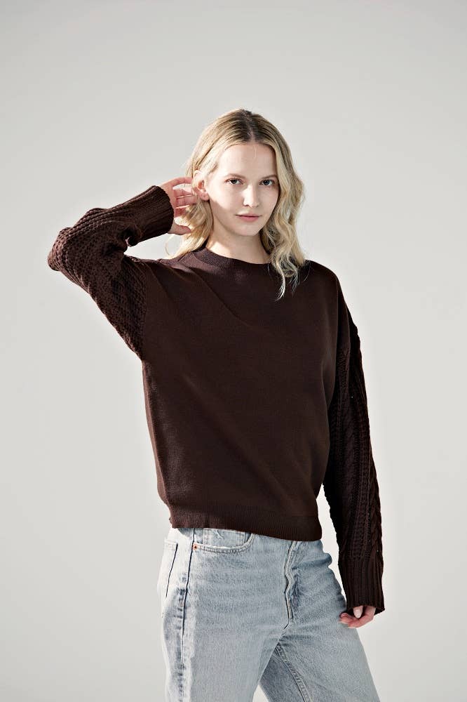 noflik – wholesale Knitted jumper – Women′s – INT1031 Cable Slve Sweater- 6pcs Pack $5.75/unit (72%OFF)19