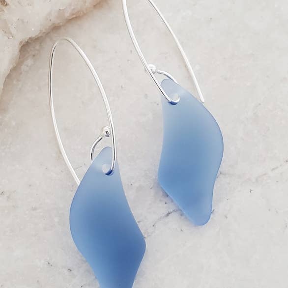 Sosie Designs - Wholesale Dangle Earrings - Eco Sea Glass Marquis Splash Earrings - Sapphire Blue3