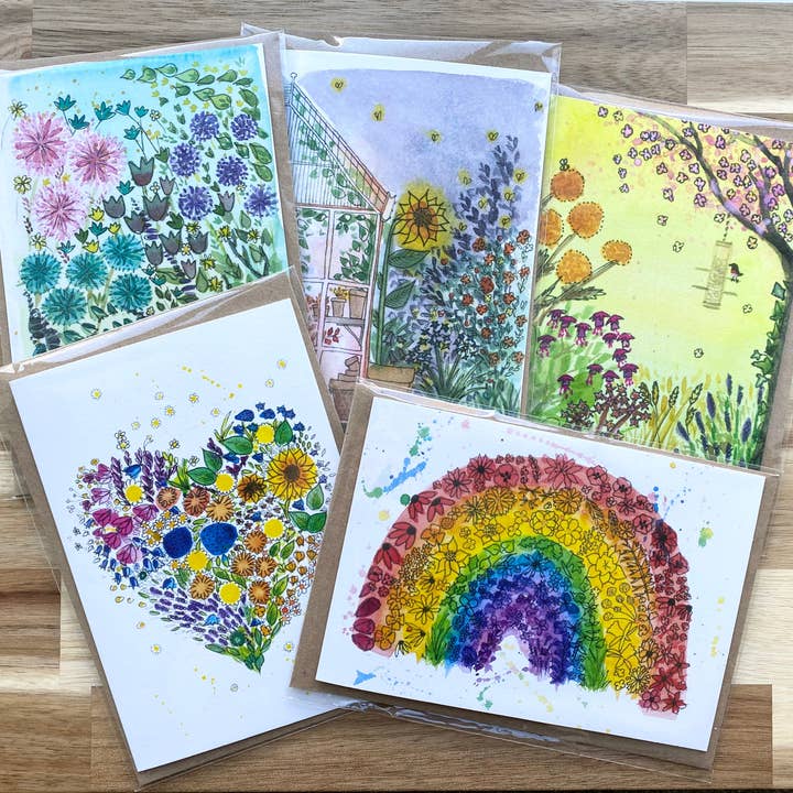 Badibidu greetings cards x5 for wholesale by Badibidu Watercolours
