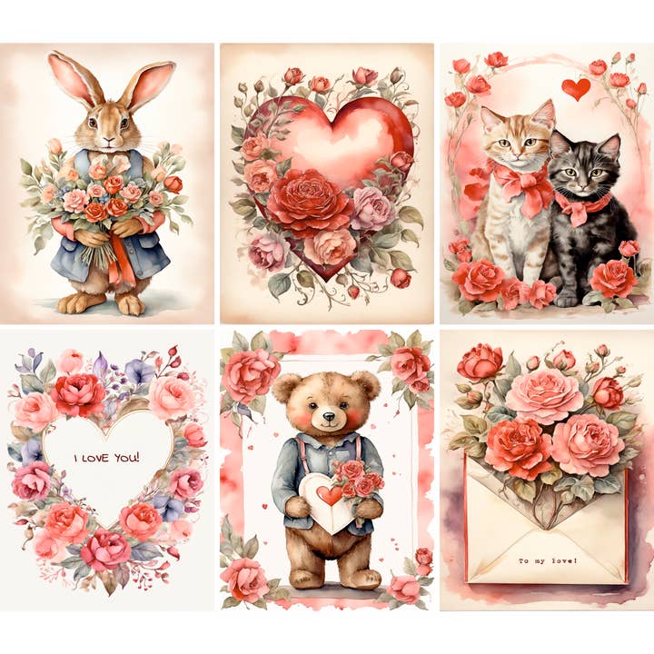 Valentine Cards Rice Papers, 8 x 10.5 inch (A4) for wholesale by Craft Kreatively