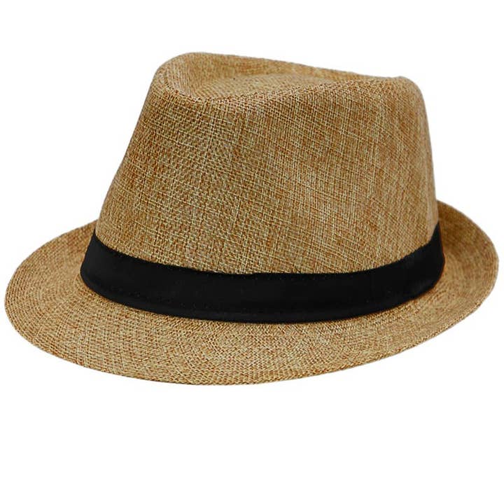 Cap Zone - Wholesale Fedora - Unisex - Open Weave Light Weight Flax Fabric Fedora
