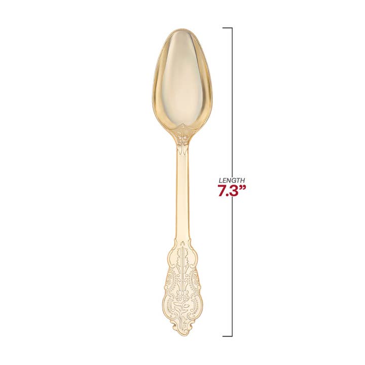 Smarty had a Party - Wholesale Table Spoon (Cutlery) - Shiny Baroque Gold Plastic Spoons - 24 pcs2