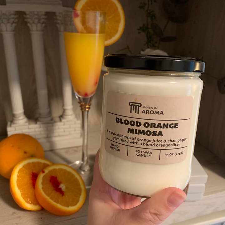 Candela di soia Blood Orange Mimosa per la vendita all'ingrosso da parte di When In Aroma Candle Company
