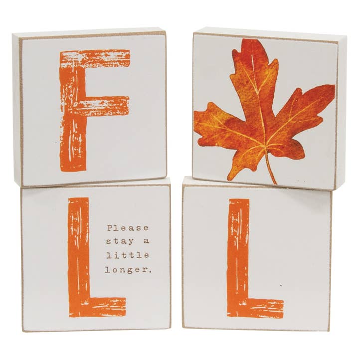 4/Set - Restez un peu plus longtemps Blocs d'automne 2" pour la vente par Col House Designs