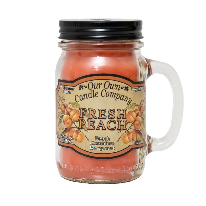 Fresh Peach 13 Ounce Mason Jar Candle for wholesale by Our Own Candle Company