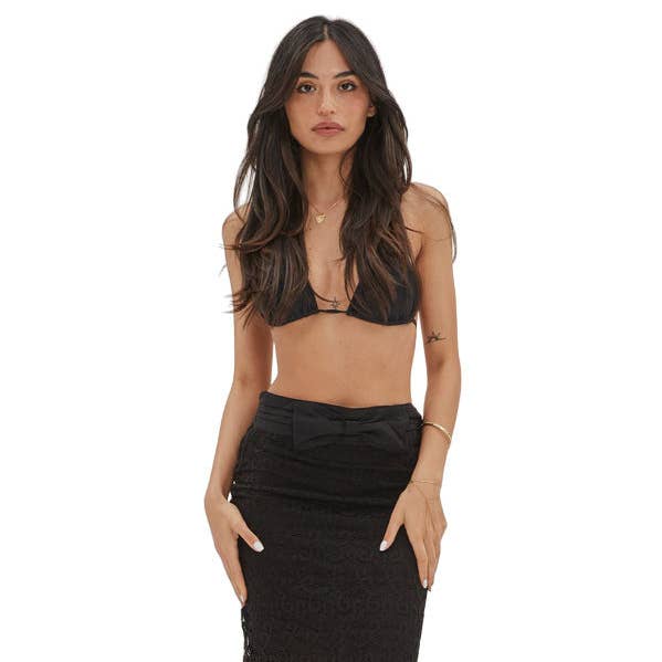 Strandcover-up-nederdel til kvinder i blondeoverlay med sløjfe for engroshandel hos Wear Sierra