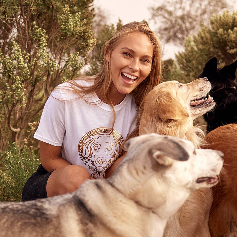 Puppies Make Me Happy - Vendita all'ingrosso Maglietta serigrafata - Donna - Verdoggie | T-shirt girocollo unisex in lamina dorata3