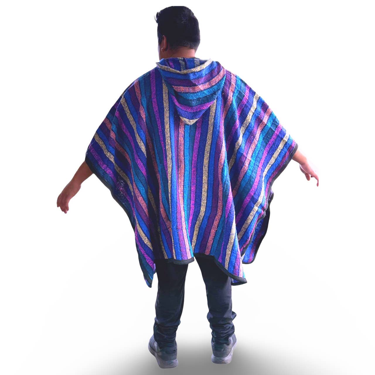Sanyork Fair Trade - Wholesale Poncho - Unisex - Authentic Striped Baja Poncho One Size Adult Unisex Hooded 3