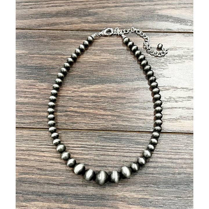 ISAC Trading Inc - Wholesale Beaded/Pearl Necklace - 738423, Handmade Graduated Navajo Bead Necklace
