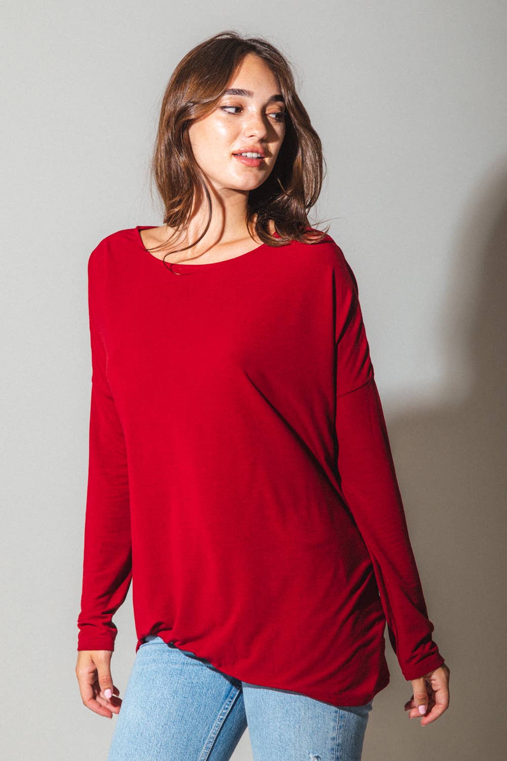 VERY J - Wholesale Tunic - Women's - LT24297-Long sleeve tunic knit top7