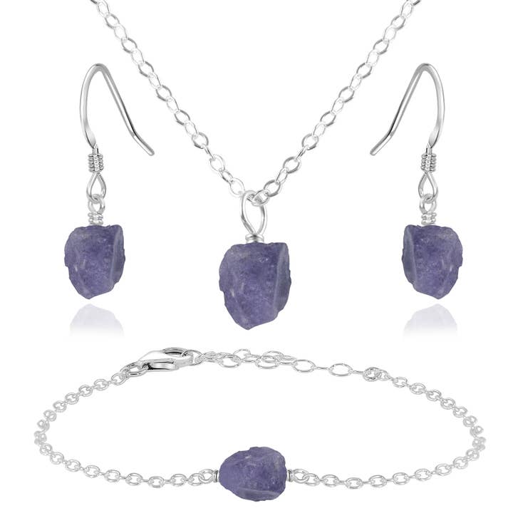 Raw Tanzanite Crystal Jewellery Set for wholesale by Luna Tide