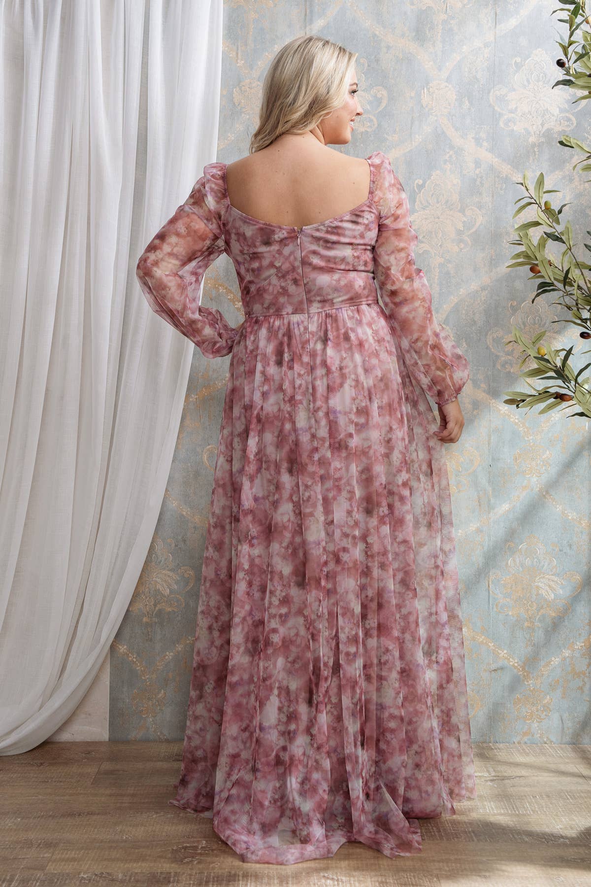 Rosemore Couture - Wholesale Gown - Women's - PLUS SIZE FLORAL PRINT SURPLICE MAXI 10