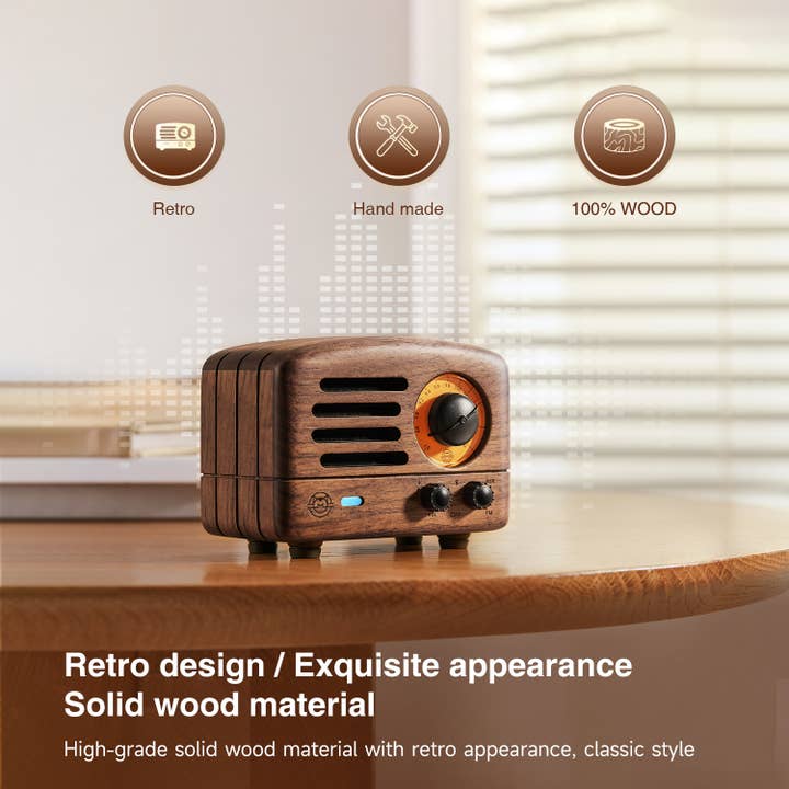 Walnutwood MUZEN OTR Wood and Utopia Retro Portable FM Radio Bluetooth for wholesale on Faire8