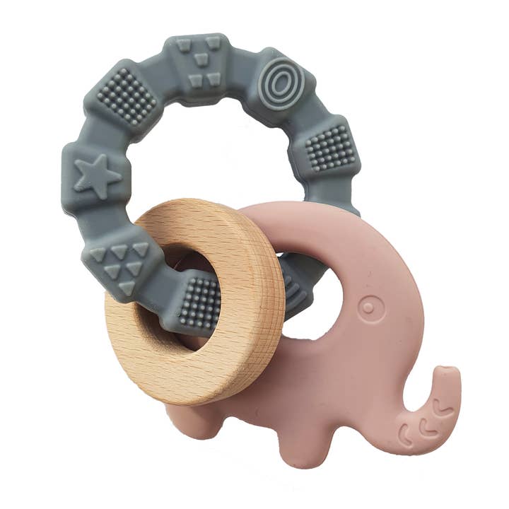 Summerville organic - Wholesale Teether (Not Clip-On) - Baby - Baby Silicone Teether Toy Elephant Pale Mauve5
