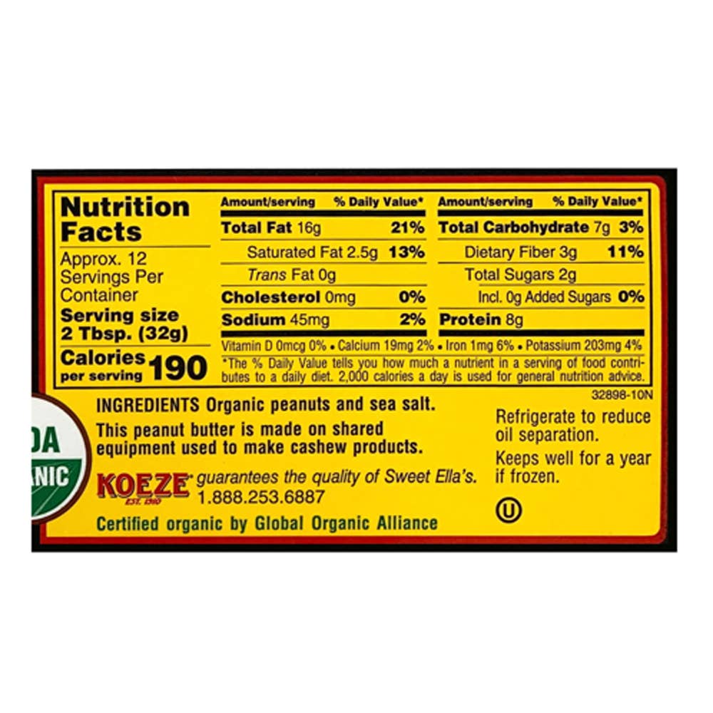 Koeze - Wholesale Nut Butter - Sweet Ella's Organic Smooth Peanut Butter1