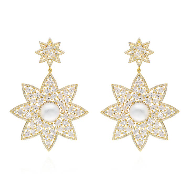 Snefnug Drop med perle øreringe - hvid for engroshandel hos JCM London