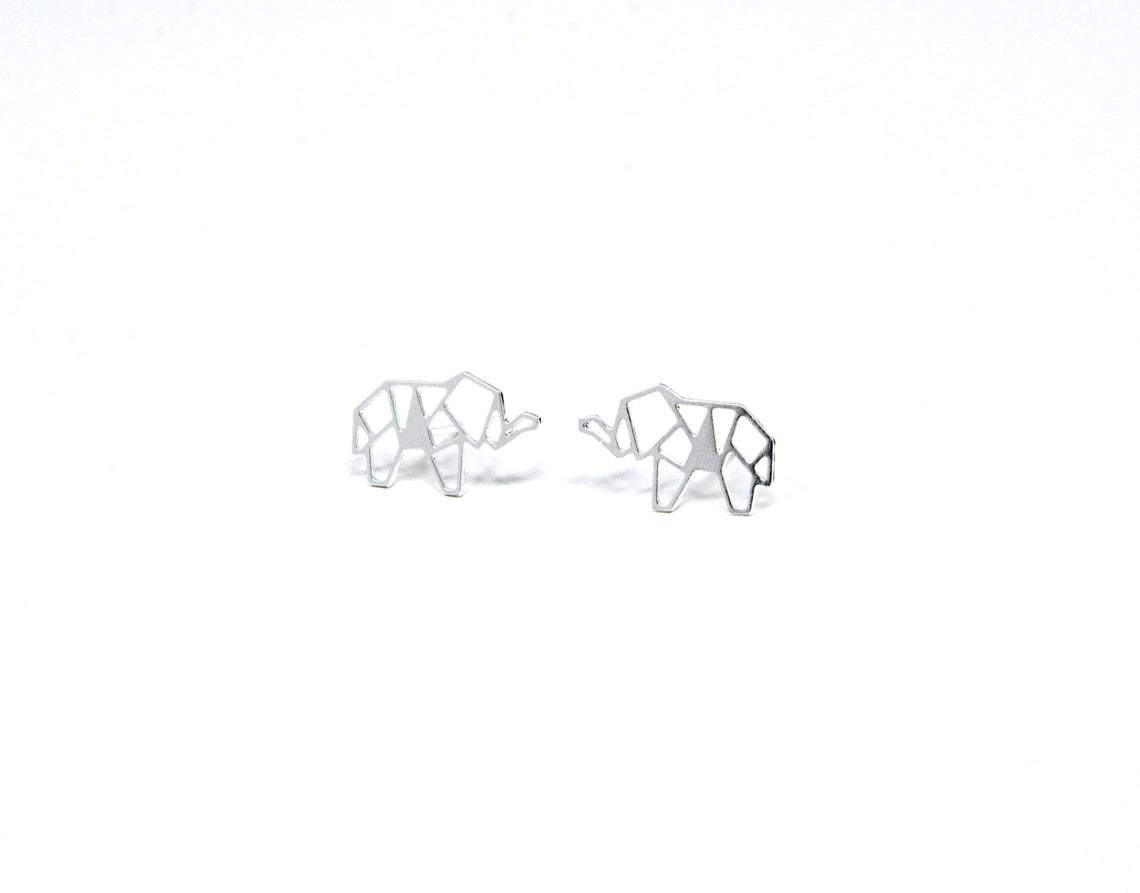 Shany Design Studio - Wholesale Stud/Post Earrings - Origami Geometric Elephant Stud Earrings Gold / Silver7