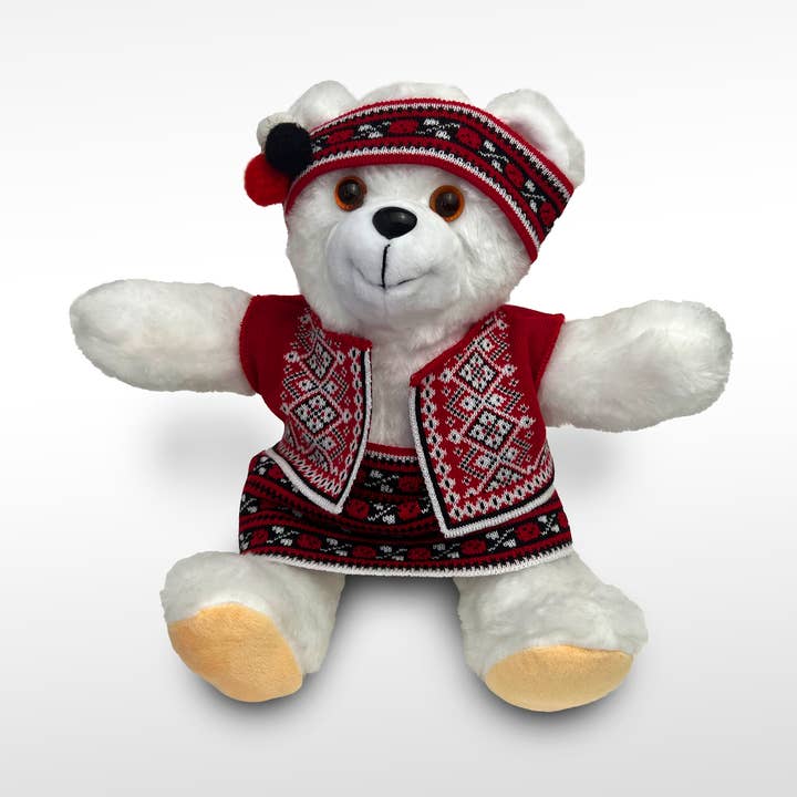 Ukrainian Present - Wholesale Stuffed/plush toy – Kids & baby - Plush toy white polar bear in Ukrainian national clothes0