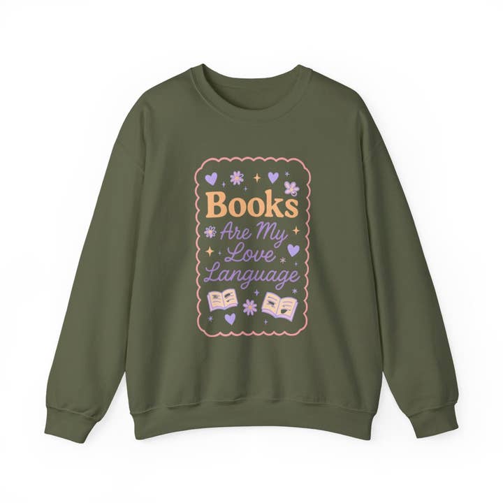 MagicMerchEmporium - Wholesale Graphic Sweatshirt - Women's - Books Are My Love Language Cute Heart Sweatshirt4