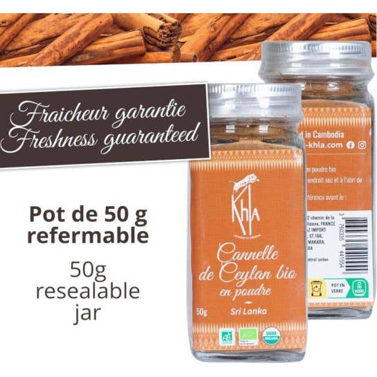 Khla - L'épicerie du Mékong - Wholesale Dried Spice - Ceylon cinnamon - Organic - powder - 50g - Jar4