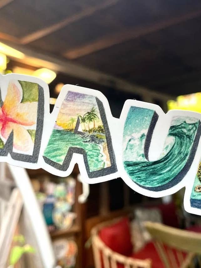 Maui Sticker | Hawaii Sticker | Vinyl Sticker for wholesale by E. Farewell Artistics