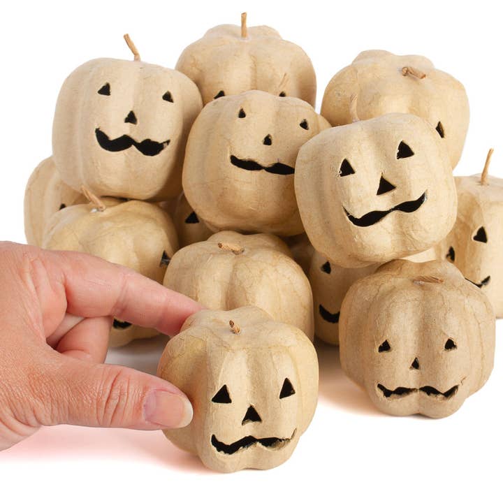 Factory Direct Craft - Wholesale Decorative Tabletop Object - Paper Mache Halloween Jack O' Lantern Pumpkins - Bag of 3